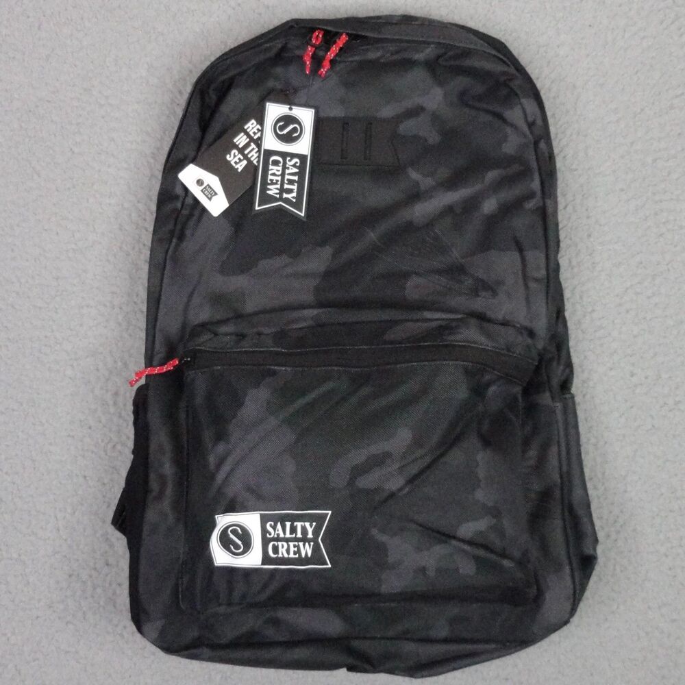 Salty Crew Brig Backpack Black Camo NWT Fishing School Book Beach Laptop Bag 20L